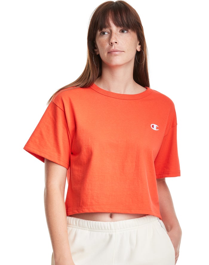 Camiseta Champion Mujer - Heritage Cropped C Logo ( Naranjas ) 5381476-GT